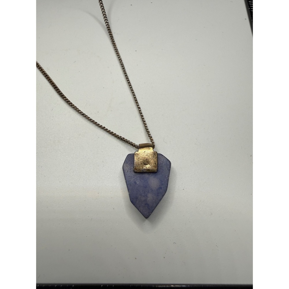 Boho Mixed Metal Arrowhead Stone Pendant Long Necklace Purple Silver Gold Tone‎